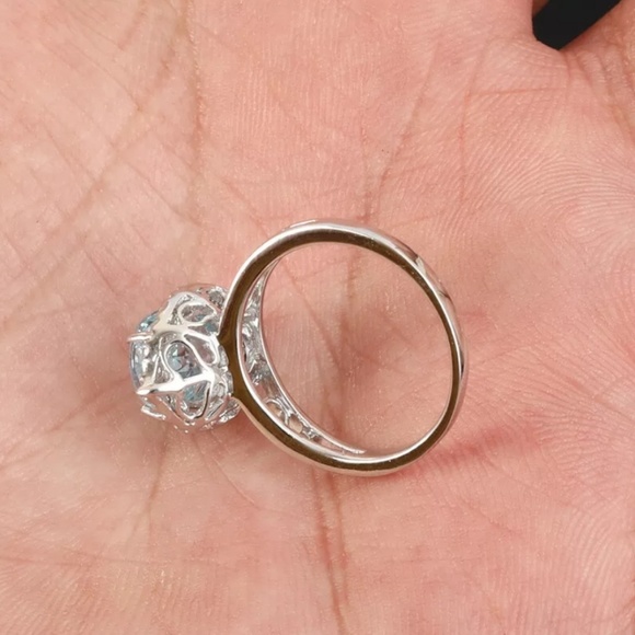 Aquamarine set earrings & ring 6.5 - Picture 4 of 6